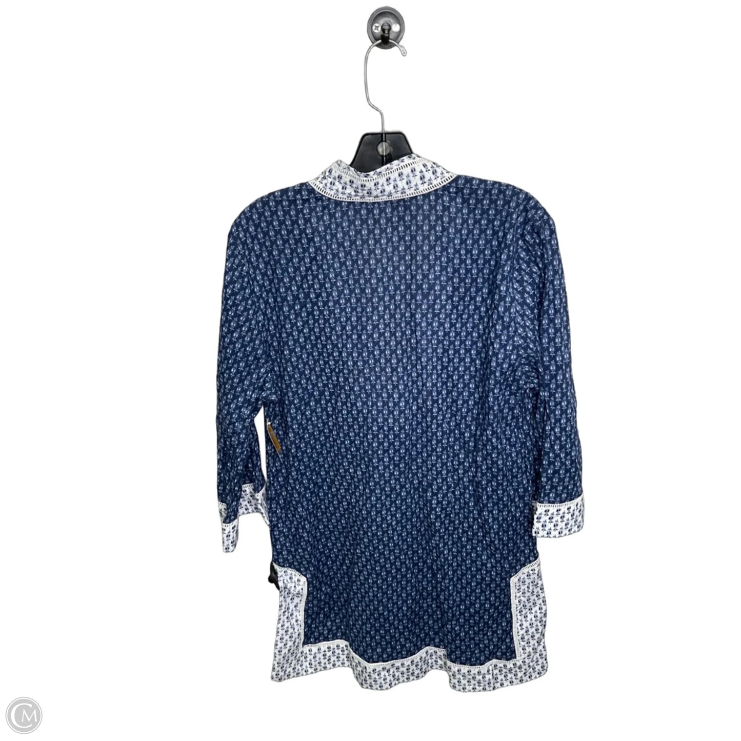 Top 3/4 Sleeve Designer By Tory Burch In Blue, Size: M