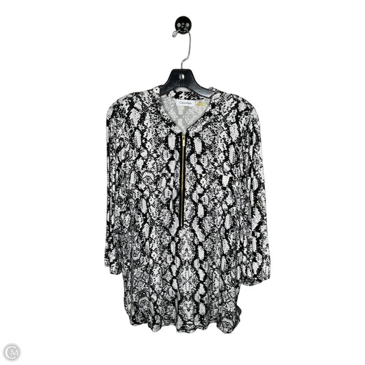 Top 3/4 Sleeve By Calvin Klein In Black & White, Size: Xl