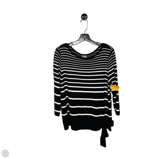 Top 3/4 Sleeve By Chicos In Black & White, Size: Xl