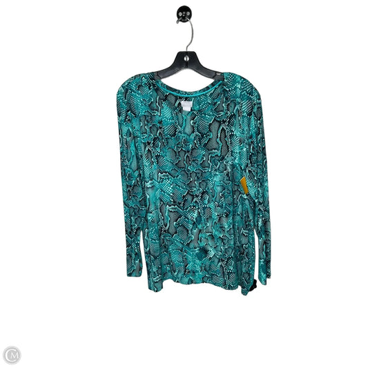 Top 3/4 Sleeve By Chicos In Green, Size: Xl