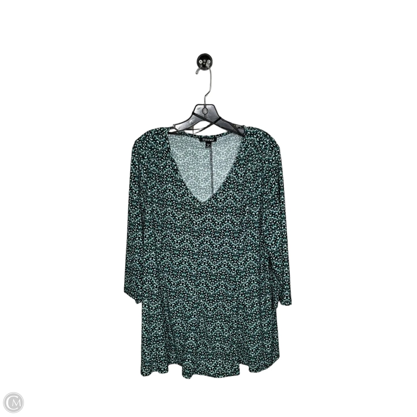 Top Short Sleeve By Roz And Ali In Green, Size: 2x