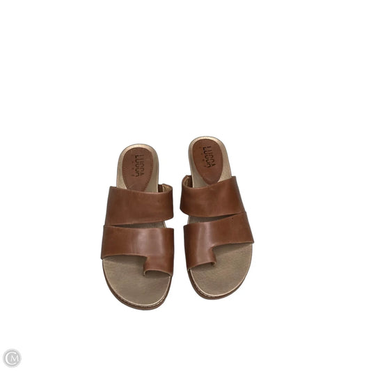 Sandals Heels Wedge By Clothes Mentor In Brown, Size: 8